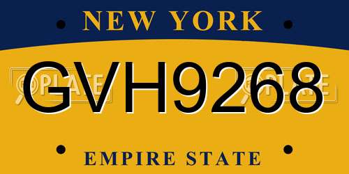 GVH9268 New York License Plate