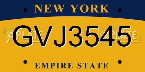 GVJ3545 New York License Plate