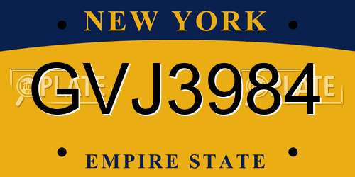 GVJ3984 New York License Plate