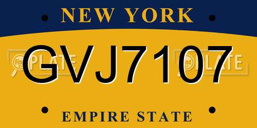 GVJ7107 New York License Plate