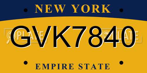 GVK7840 New York License Plate