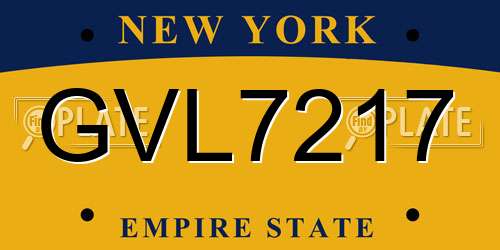 GVL7217 New York License Plate