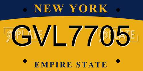 GVL7705 New York License Plate