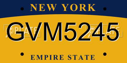 GVM5245 New York License Plate