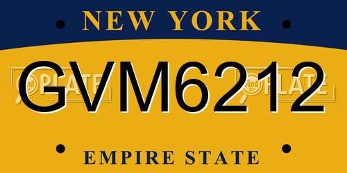 GVM6212 New York License Plate
