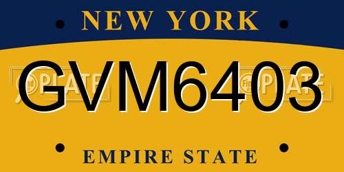 GVM6403 New York License Plate