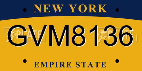 GVM8136 New York License Plate