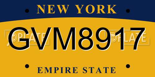 GVM8917 New York License Plate