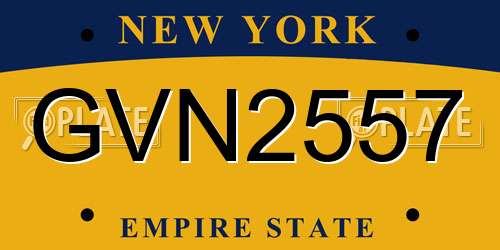 GVN2557 New York License Plate