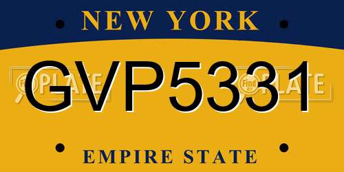 GVP5331 New York License Plate