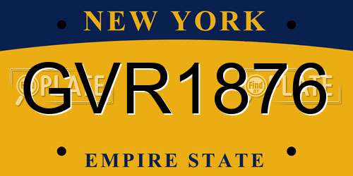 GVR1876 New York License Plate