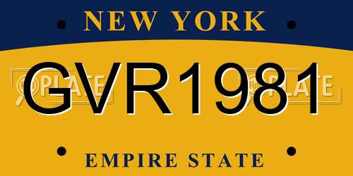 GVR1981 New York License Plate