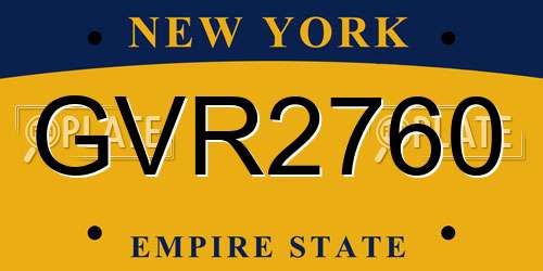 GVR2760 New York License Plate