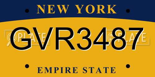 GVR3487 New York License Plate