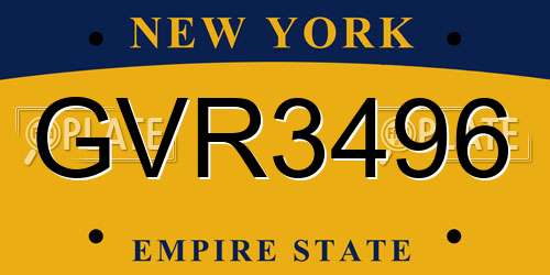 GVR3496 New York License Plate