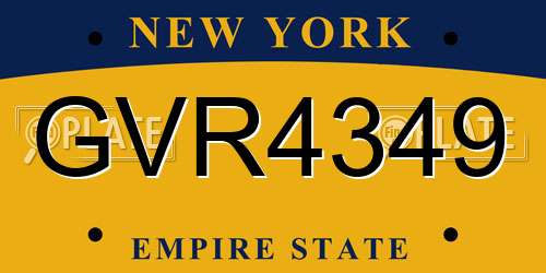 GVR4349 New York License Plate