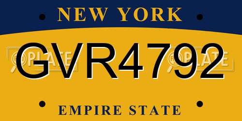 GVR4792 New York License Plate