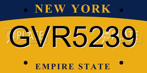 GVR5239 New York License Plate