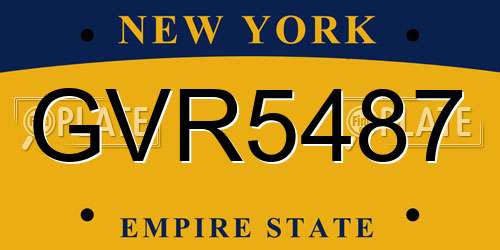 GVR5487 New York License Plate