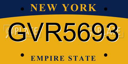 GVR5693 New York License Plate