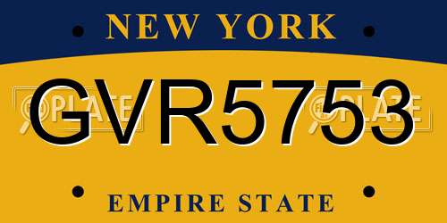 GVR5753 New York License Plate