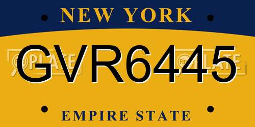 GVR6445 New York License Plate