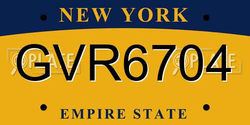 GVR6704 New York License Plate
