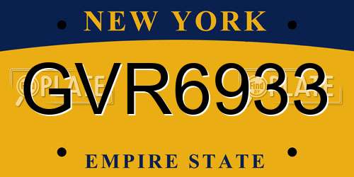 GVR6933 New York License Plate