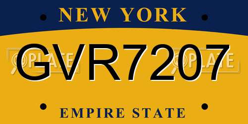 GVR7207 New York License Plate