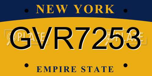 GVR7253 New York License Plate