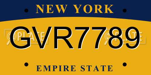 GVR7789 New York License Plate