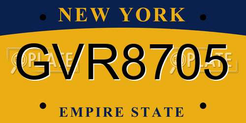 GVR8705 New York License Plate