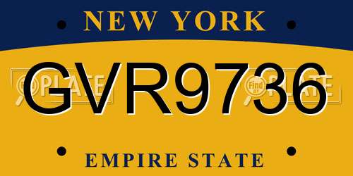 GVR9736 New York License Plate
