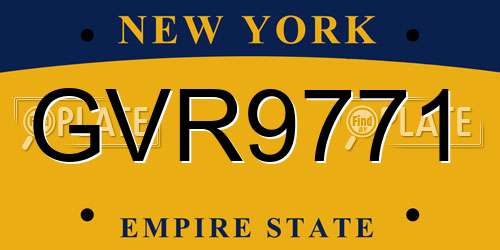 GVR9771 New York License Plate