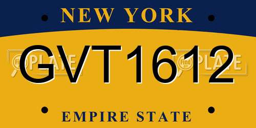 GVT1612 New York License Plate