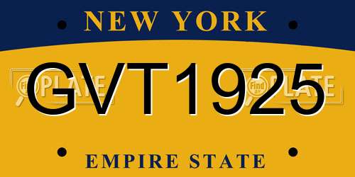 GVT1925 New York License Plate