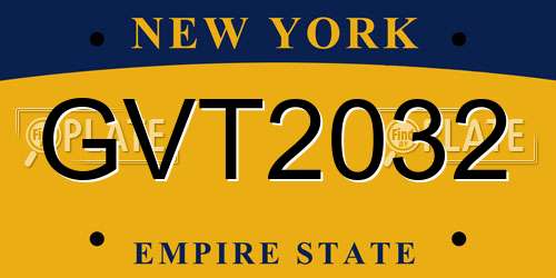 GVT2032 New York License Plate