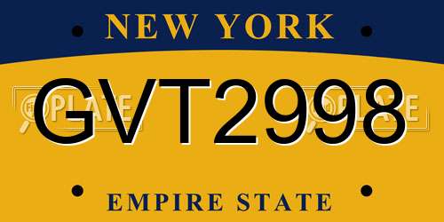 GVT2998 New York License Plate
