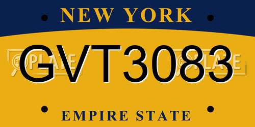 GVT3083 New York License Plate
