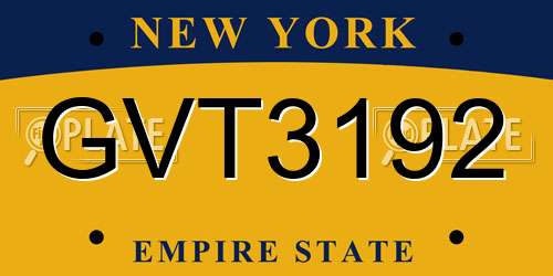 GVT3192 New York License Plate