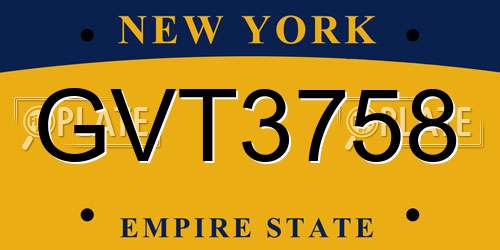 GVT3758 New York License Plate