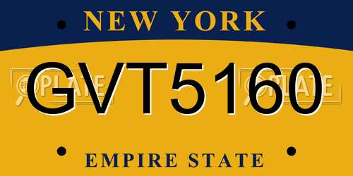 GVT5160 New York License Plate