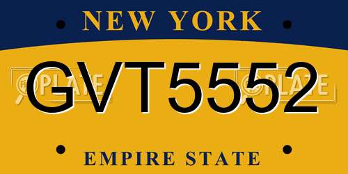 GVT5552 New York License Plate