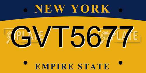 GVT5677 New York License Plate