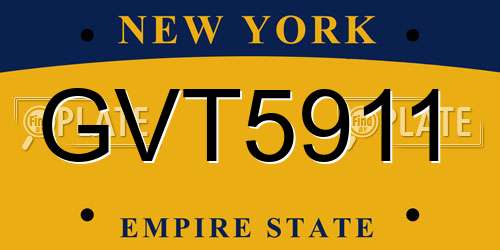 GVT5911 New York License Plate