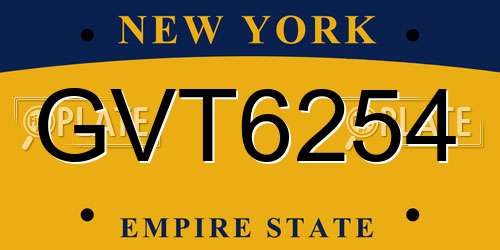 GVT6254 New York License Plate