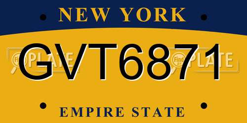 GVT6871 New York License Plate