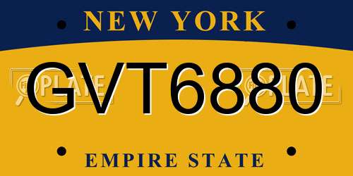 GVT6880 New York License Plate
