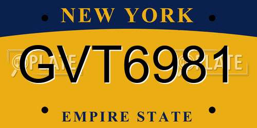 GVT6981 New York License Plate