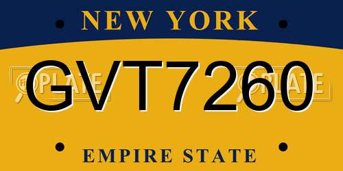 GVT7260 New York License Plate